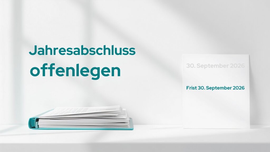 Bilanzordner und Kalenderblatt mit der Offenlegungsfrist 30. September 2026